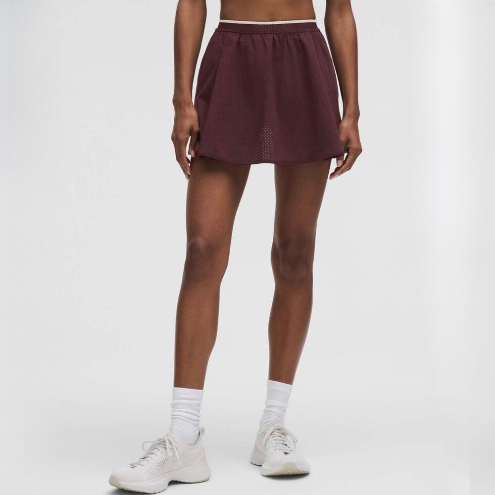 Lululemon Perforated Tennis Skirt Goodnight Plum Light Ivory Size 6 - Picture 2 of 16